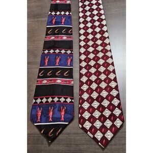 Lot of 2 Vintage Tabasco Men's Ties 100% Silk Novelty Used Great Condition